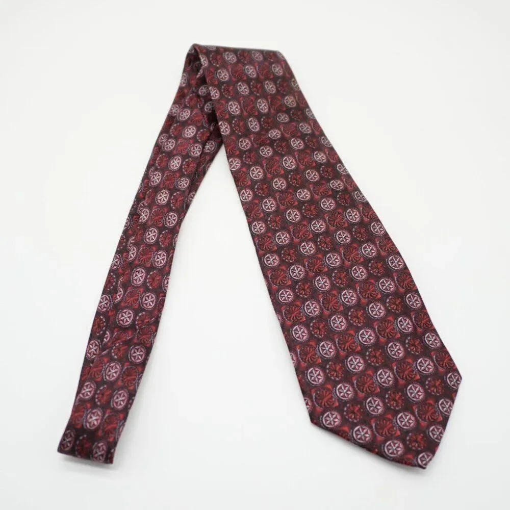 Pierre‎ Cardin Red Geometric Print Wide Silk Tie